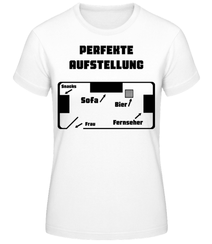 Vorschau: Perfekte Fußball Aufstellung Schwarz - Frauen Basic T-Shirt - Weiß - Vorne