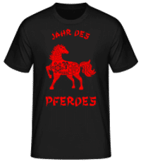 Chinesisches Zeichen Jahr Des Pferdes - Männer Basic T-Shirt - Schwarz - Vorne