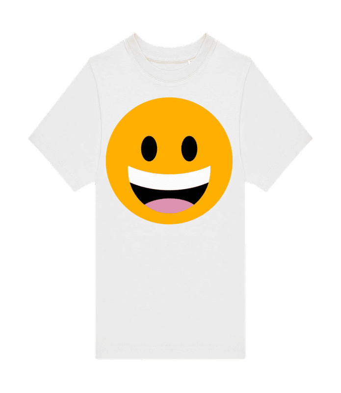Vorschau: Laughing Smiley Open Eyes - Kinder T-Shirt B&C - Weiß - Vorne