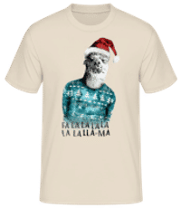 Lama De Noël - T-shirt standard Homme - Crème - Devant