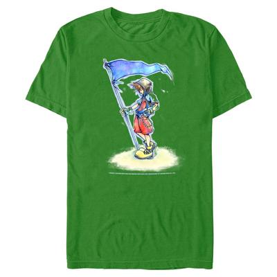 Disney - Kingdom Hearts - Sora With Flag - Homme T-shirt - Vert irlandais - Devant
