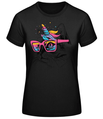Unicorn Party Cat - Dámské basic tričko - Černá - Napřed