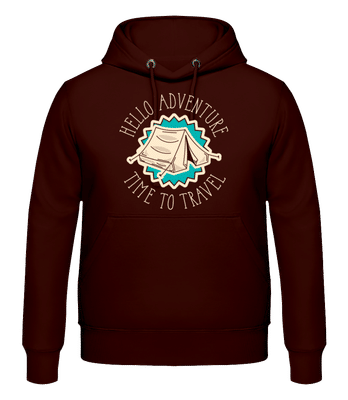 Hello Adventure - Men's Hoodie - Brown - Front
