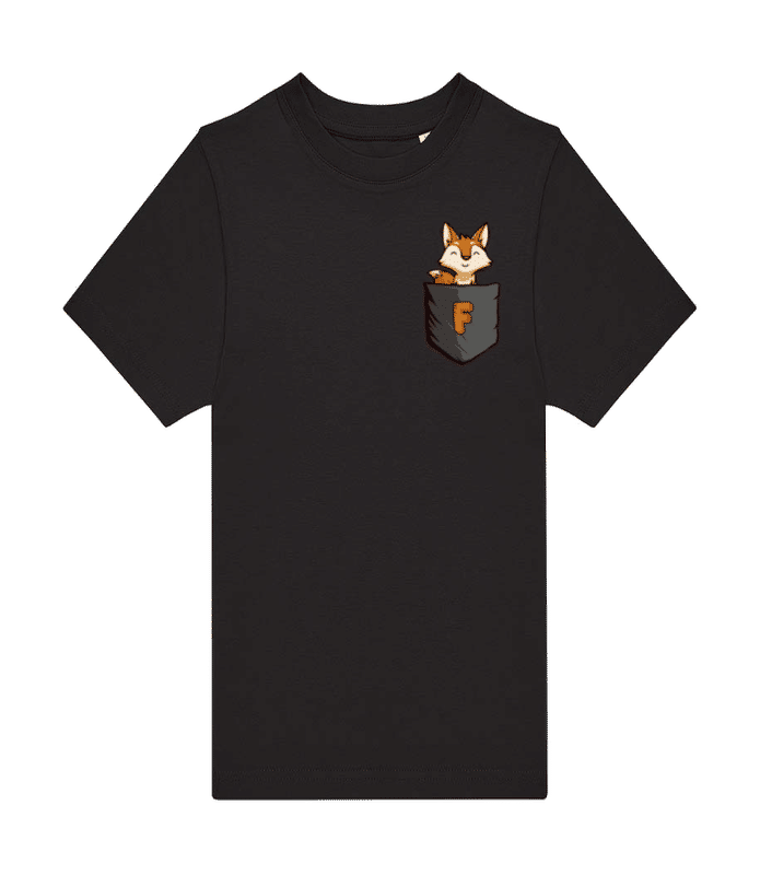 Preview: Breast Pocket Fox - Kids B&C T-Shirt - Black - Front