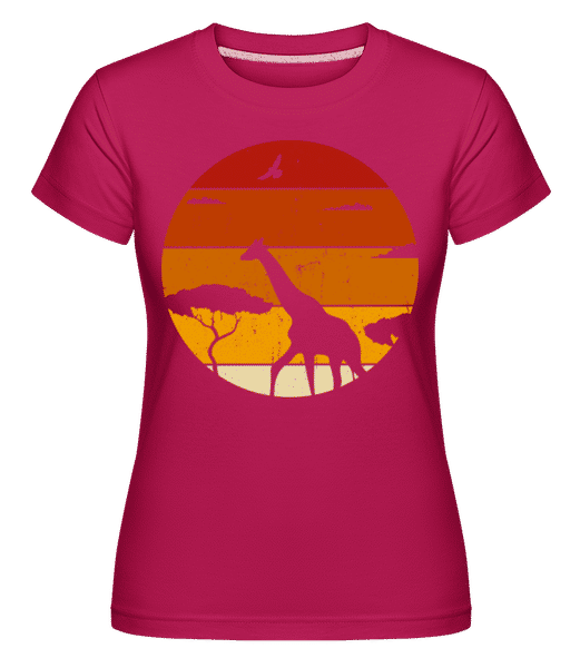 Preview:  Retro Sunset Giraffe -  Shirtinator Women's T-Shirt - Magenta - Front