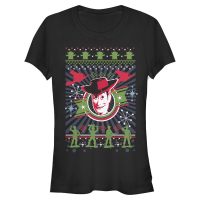 Disney - Toy Story - Woody Winter Stitches - Navidad - Mujeres Camiseta - Negro - delante