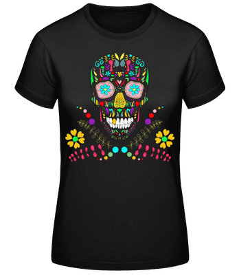 Colorful Skull - Women's Basic T-Shirt - Black - Front