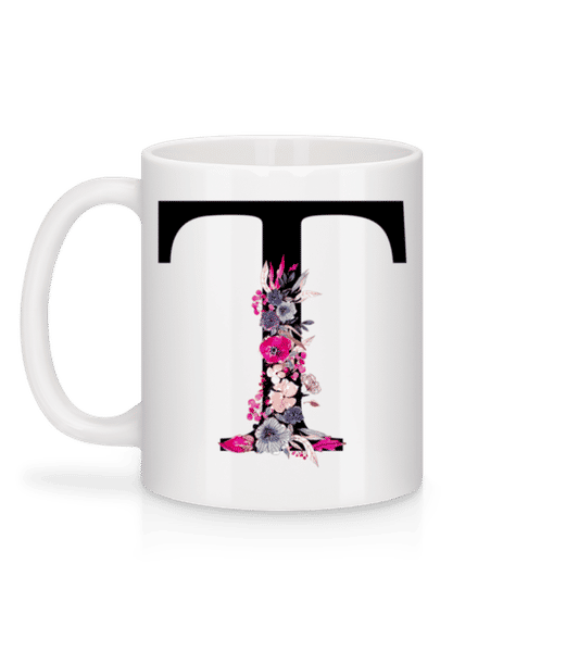 Aperçu: Fleurs Initiale T - Mug en céramique blanc - Blanc - Derrière