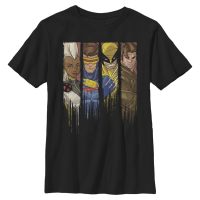 Marvel - Group Shot Dread Panels - Kids T-Shirt - Black - Front