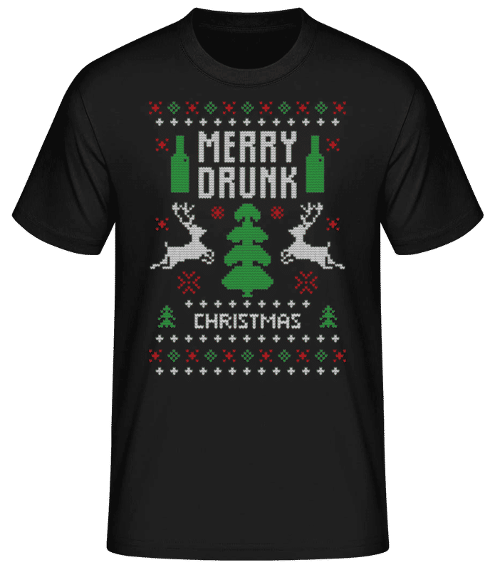 Vorschau: Merry Drunk Christmas - Männer Basic T-Shirt - Schwarz - Vorne