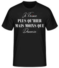 Je T’aime Plus Que Hier Saint Valentin - T-shirt standard Homme - Noir - Devant