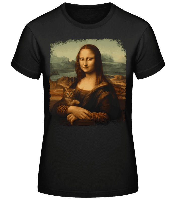 Náhľad: Mona Lisa Mačka - Dámske basic tričko - Čierna - Predné