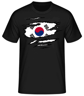  Drapeau déchiré Corée du Sud - T-shirt standard Homme - Noir - Devant