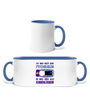 Psychologe Will Euch Kennenlernen - Tasse zweifarbig - Weiß / Blau - Vorne