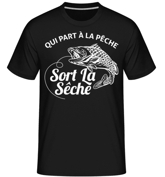 Aperçu: Qui Part À La Pêche -  T-Shirt Shirtinator homme - Noir - Devant