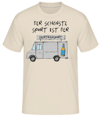 Der Schönste Sport Ist Der Biertransport - Männer Basic T-Shirt - Creme - Vorne
