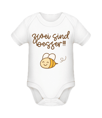 Zwei Sind Besser - Baby Bio Strampler - Weiß - Vorne