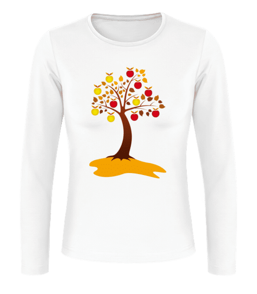 Aperçu: Apple Tree Autumn - T-shirt à manches longues standard Femme - Blanc - Devant