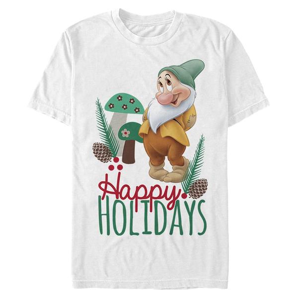 Aperçu: Disney - Blanche-Neige et les Sept Nains - Bashful Christmas - Christmas - Homme T-shirt - Blanc - Devant