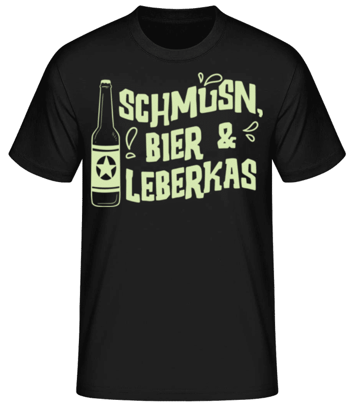 Vorschau: Schmusn Bier Leberkas - Männer Basic T-Shirt - Schwarz - Vorne