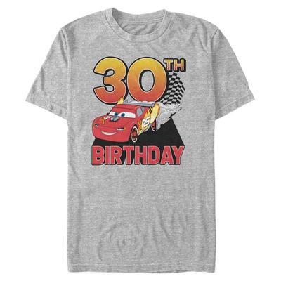 Pixar - Cars - Group Shot Lightning Birthday 30 - Birthday - Men's T-Shirt - Heather grey - Front