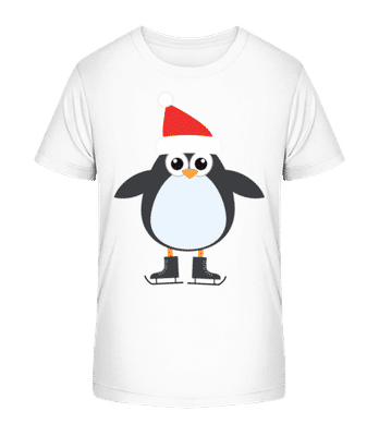 Schlittschuh Pinguin - Kinder Bio T-Shirt Stanley Stella 2.0 - Weiß - Vorne