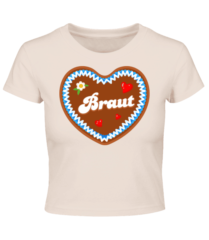 Vorschau: JGA Braut Lebkuchenherz - Crop T-Shirt - Rosa - Vorne