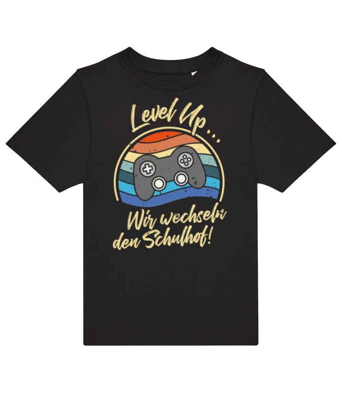 Vorschau: Level Up Wir Wechseln Den Schuhof - Kinder T-Shirt B&C - Schwarz - Vorne