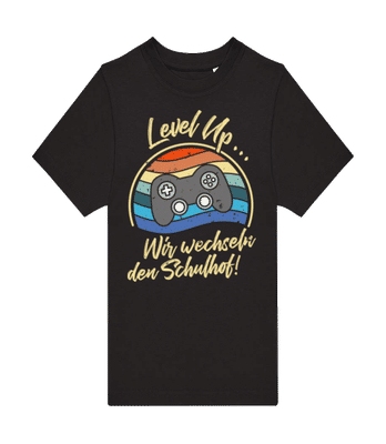 Level Up Wir Wechseln Den Schuhof - Kinder T-Shirt B&C - Schwarz - Vorne
