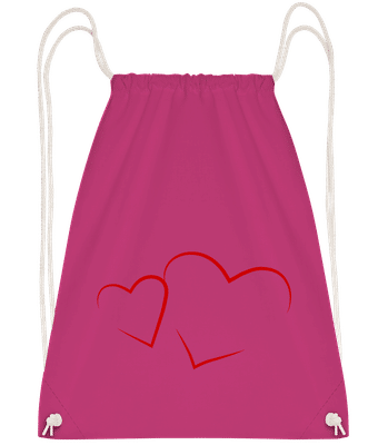 Cœurs - Sac à dos Drawstring - Magenta - Devant