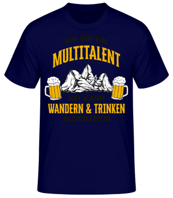 Multitalent Wandern Und Trinken - Männer Basic T-Shirt - Marine - Vorne