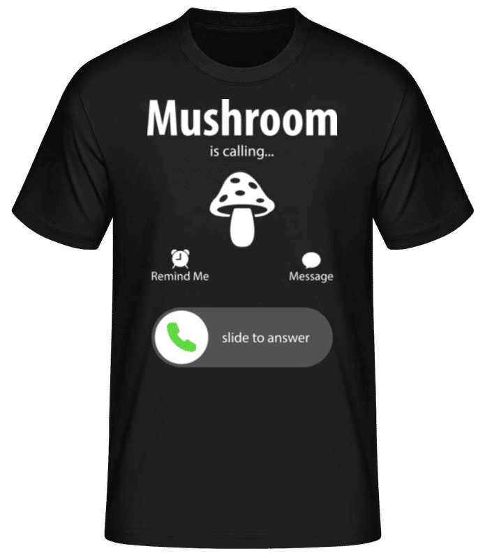 Náhled: Mushroom Is Calling - Pánské basic tričko - Černá - Napřed