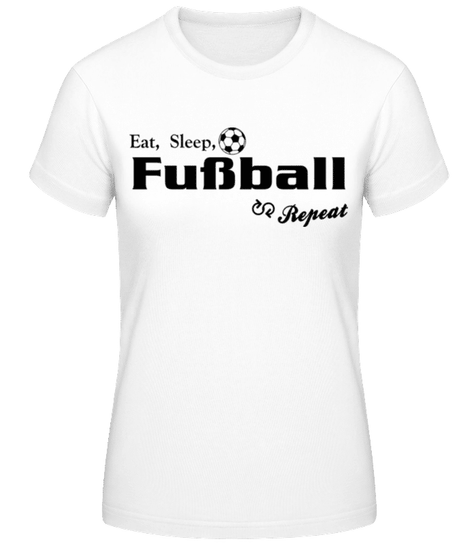 Vorschau: Eat Sleep Fußball & Repeat Slim - Frauen T-Shirt B&C - Weiß - Vorne