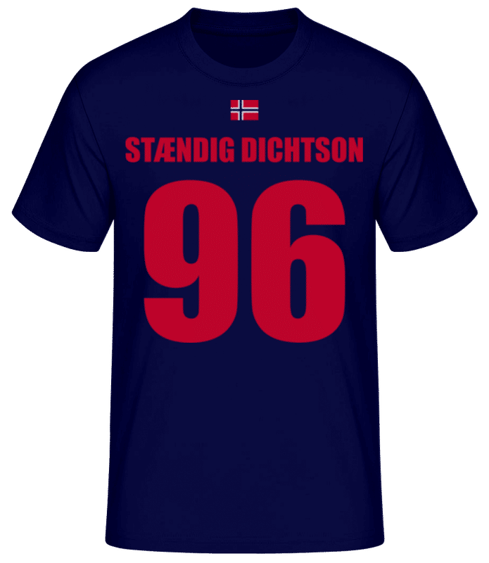 Vorschau: Norwegen Fußball Trikot Stændig Dichtson - Männer Basic T-Shirt - Marine - Vorne