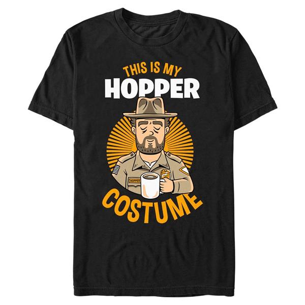 Aperçu: Netflix - Stranger Things - Hopper Costume - Halloween - Homme T-shirt - Noir - Devant