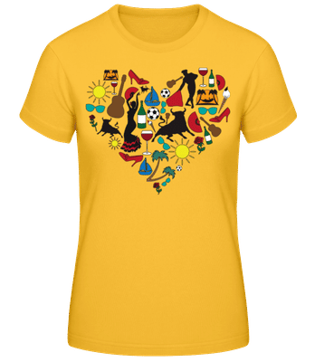 Spain Heart - Camiseta básica de mujer - Amarillo dorado - delante
