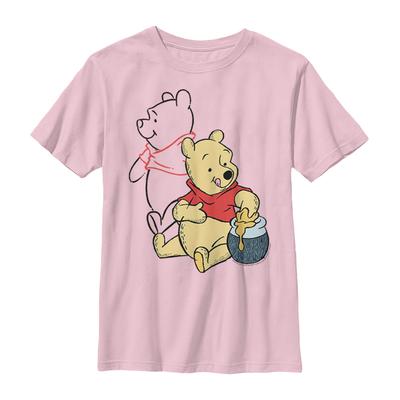 Disney - Winnie the Pooh - Medvídek Pú Pooh Line art - Kids T-Shirt - Pink - Front