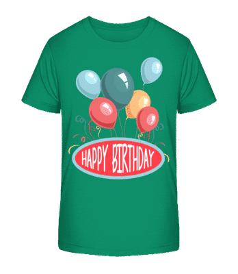 Happy Birthday Balloons - Kid's Organic T-Shirt Stanley Stella 2.0 - Green - Front