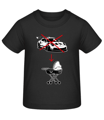 Porsche Vs poussette - T-shirt Bio Bébé - Noir - Devant