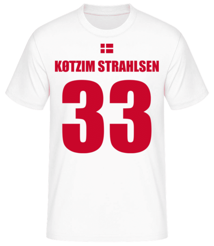 Vorschau: Dänemark Fußball Trikot Køtzim Strahlsen - Männer Basic T-Shirt - Weiß - Vorne