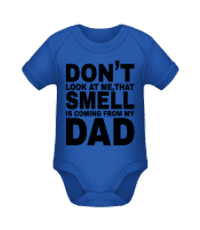 Don't Look At Me - Organic Baby Body - Royal blue - Front