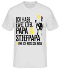 Ich Habe Zwei Titel Papa Und Stiefpapa - Männer Basic T-Shirt - Grau meliert - Vorne