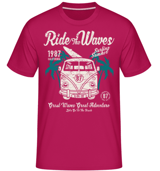 Preview: Ride The Waves -  Shirtinator Men's T-Shirt - Magenta - Front