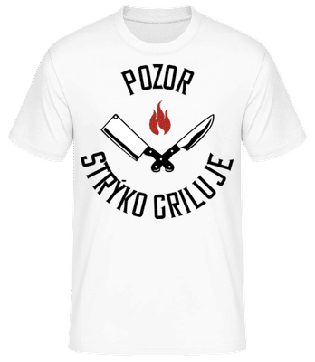 Pozor Strýko Griluje - Pánske basic tričko - Biela - Predné