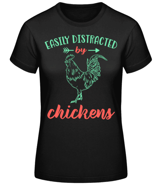 Aperçu: Distracted By Chickens - T-shirt standard Femme - Noir - Devant