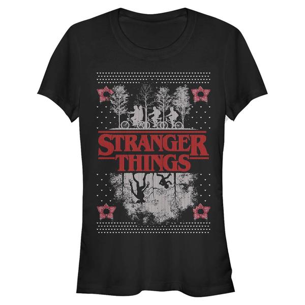 Netflix - Stranger Things - Skupina UpsideDown Ugly Sweater - Christmas - Femme T-shirt - Noir - Devant