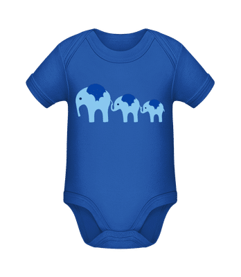 Elephants Family Baby - Organic Baby Body - Royal blue - Front