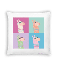 Pop Art Láma - Vankúš - Biela - Predné