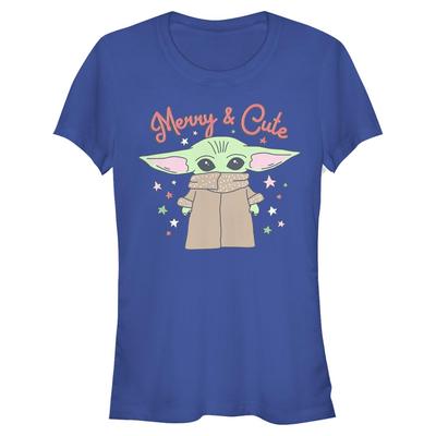 Star Wars - The Mandalorian - The Child Merry and Cute - Weihnachten - Frauen T-Shirt - Royalblau - Vorne