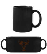 Kritzel Stil Sternzeichen Stier - Schwarze Tasse - Schwarz - Vorne